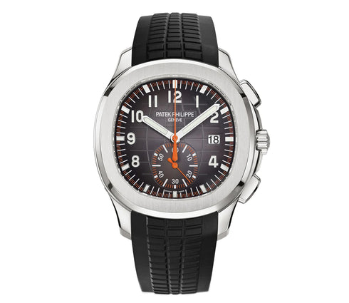 Patek Philippe Aquanaut Selfwinding Chronograph - 42.2 mm Steel Case - Black Dial - Orange Composite Strap - 5968A-001